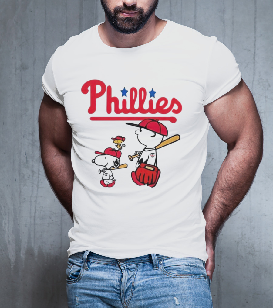 Phillies Snoopy Woodstock Charlie Brown Peanuts Baseball T-Shirt