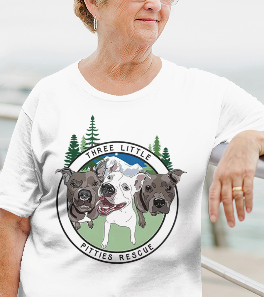 Three Little Pitties Rescue Forest Trio Dogs T-Shirt