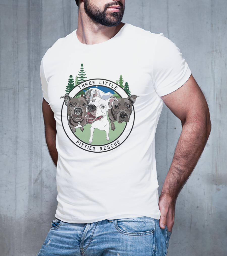 Three Little Pitties Rescue Forest Trio Dogs T-Shirt