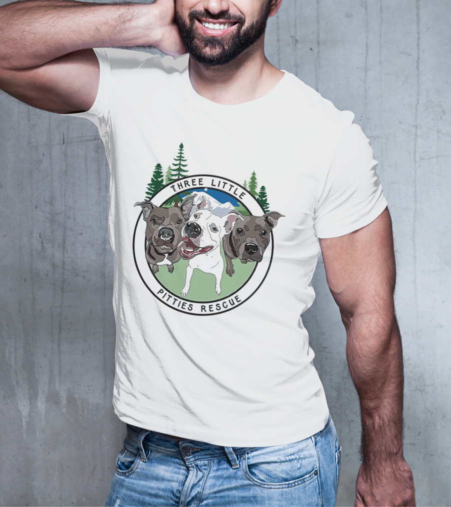 Three Little Pitties Rescue Forest Trio Dogs T-Shirt