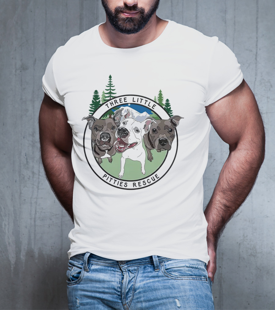 Three Little Pitties Rescue Forest Trio Dogs T-Shirt