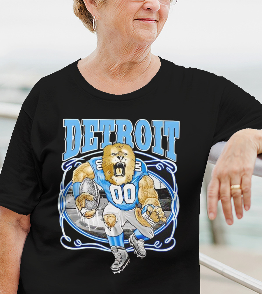 Detroit Lions Football 00 Mascot Running T-Shirt