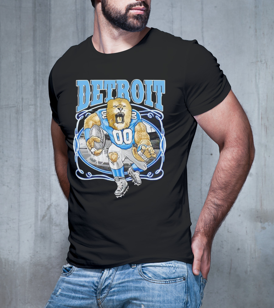 Detroit Lions Football 00 Mascot Running T-Shirt