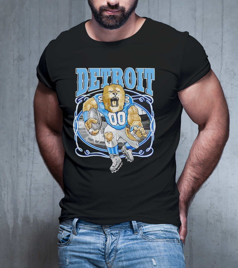 Detroit Lions Football 00 Mascot Running T-Shirt