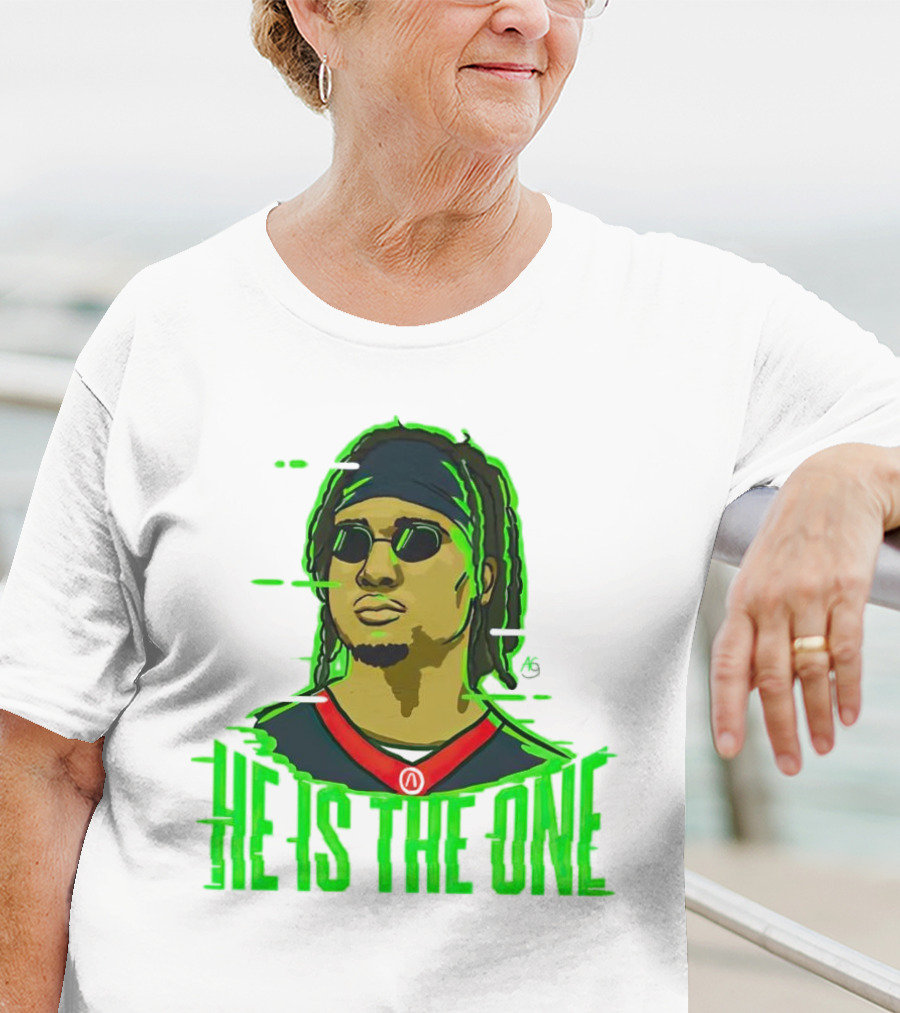 He Is The One Cryptic Neon Style Cartoon T-Shirt