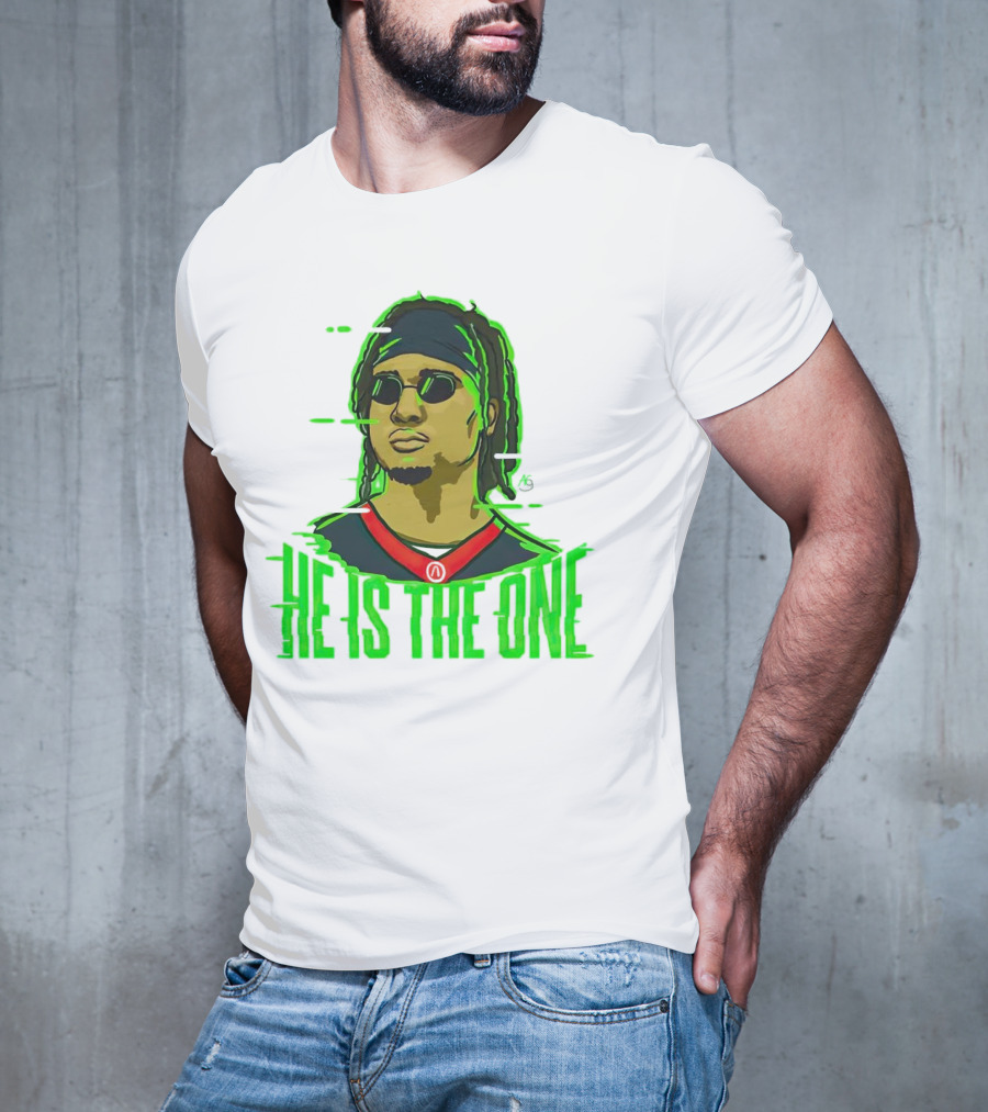 He Is The One Cryptic Neon Style Cartoon T-Shirt