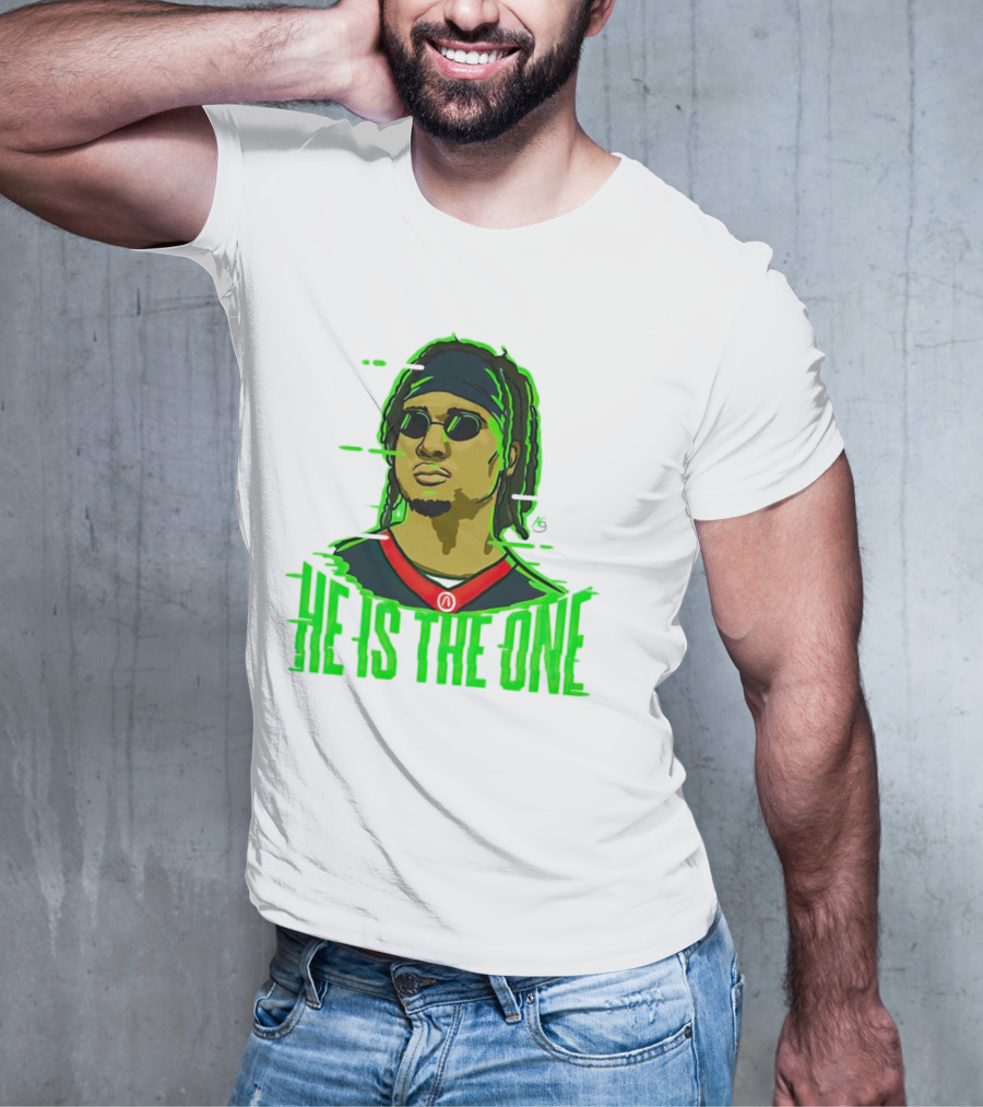 He Is The One Cryptic Neon Style Cartoon T-Shirt