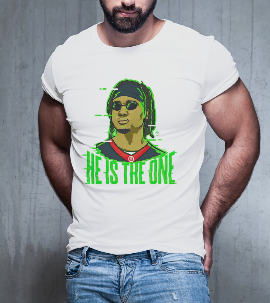 He Is The One Cryptic Neon Style Cartoon T-Shirt