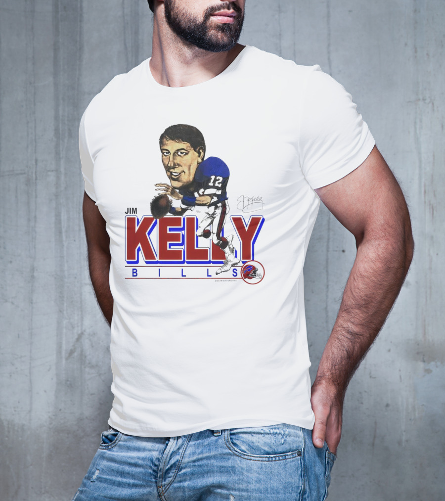 JIM KELLY BUFFALO BILLS SIGNATURE CARICATURE KELLY BILLS T-Shirt