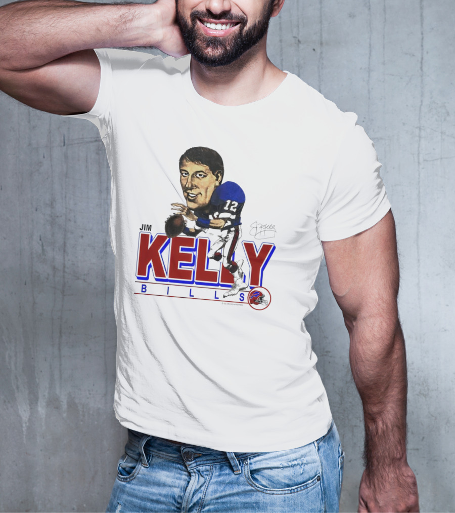 JIM KELLY BUFFALO BILLS SIGNATURE CARICATURE KELLY BILLS T-Shirt