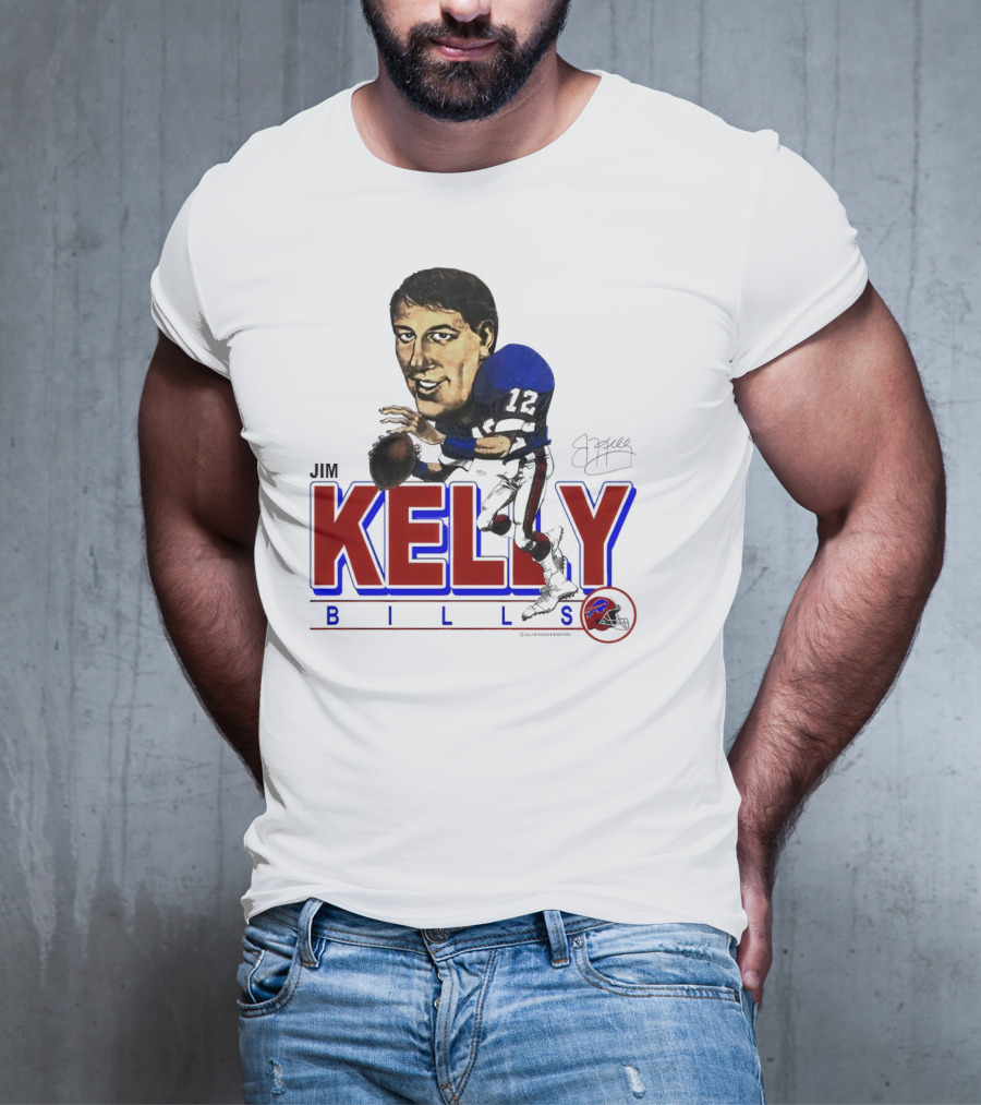JIM KELLY BUFFALO BILLS SIGNATURE CARICATURE KELLY BILLS T-Shirt