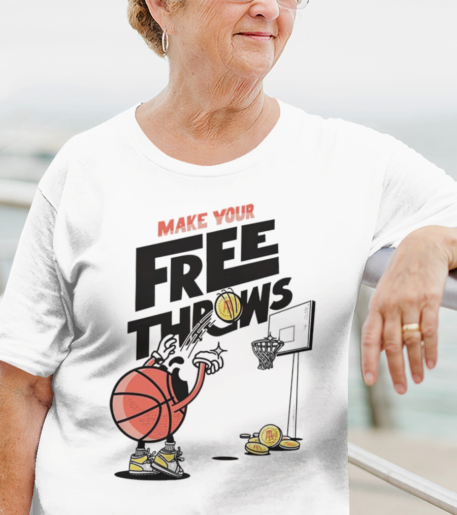 Make Your Free Throws Basketball Cartoon Coin Scoring T-Shirt