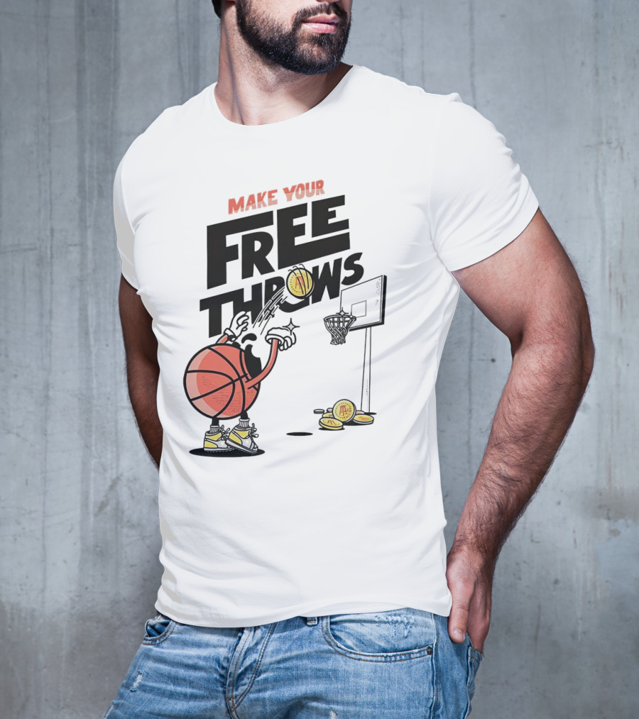 Make Your Free Throws Basketball Cartoon Coin Scoring T-Shirt