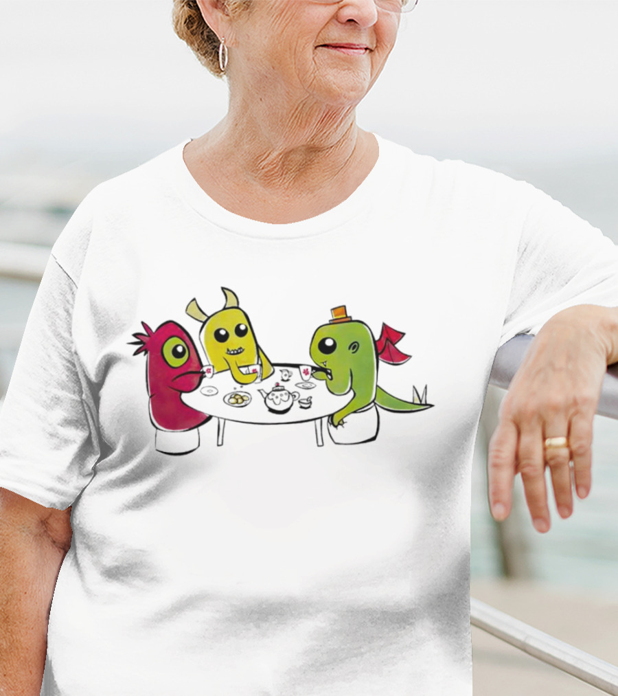 Monster Tea Party At Table With Cookies And Teacups T-Shirt