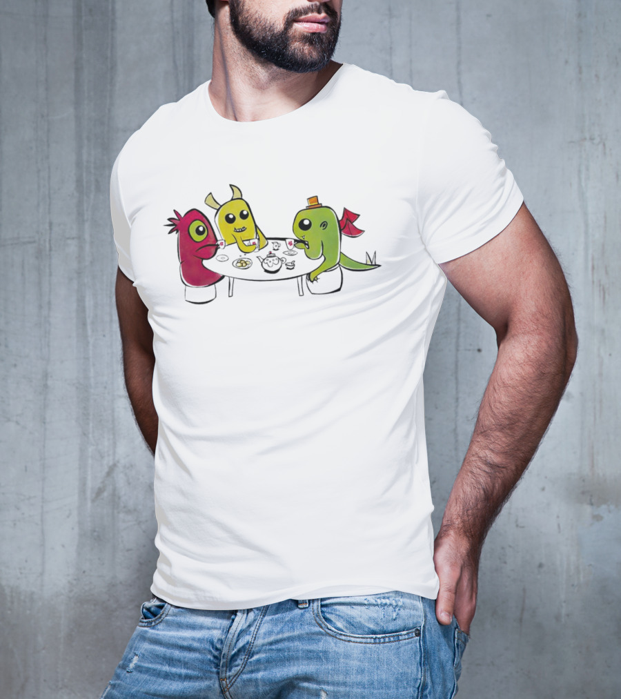 Monster Tea Party At Table With Cookies And Teacups T-Shirt