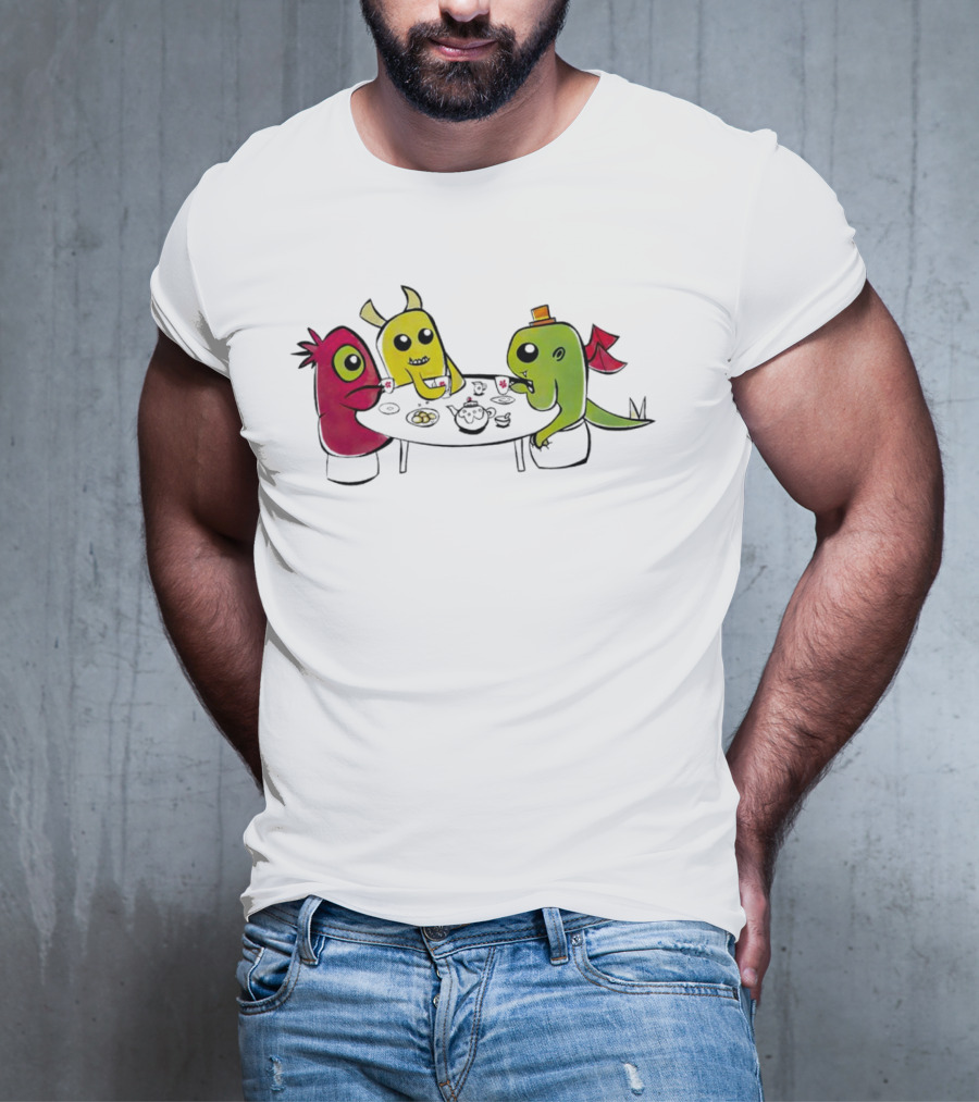 Monster Tea Party At Table With Cookies And Teacups T-Shirt