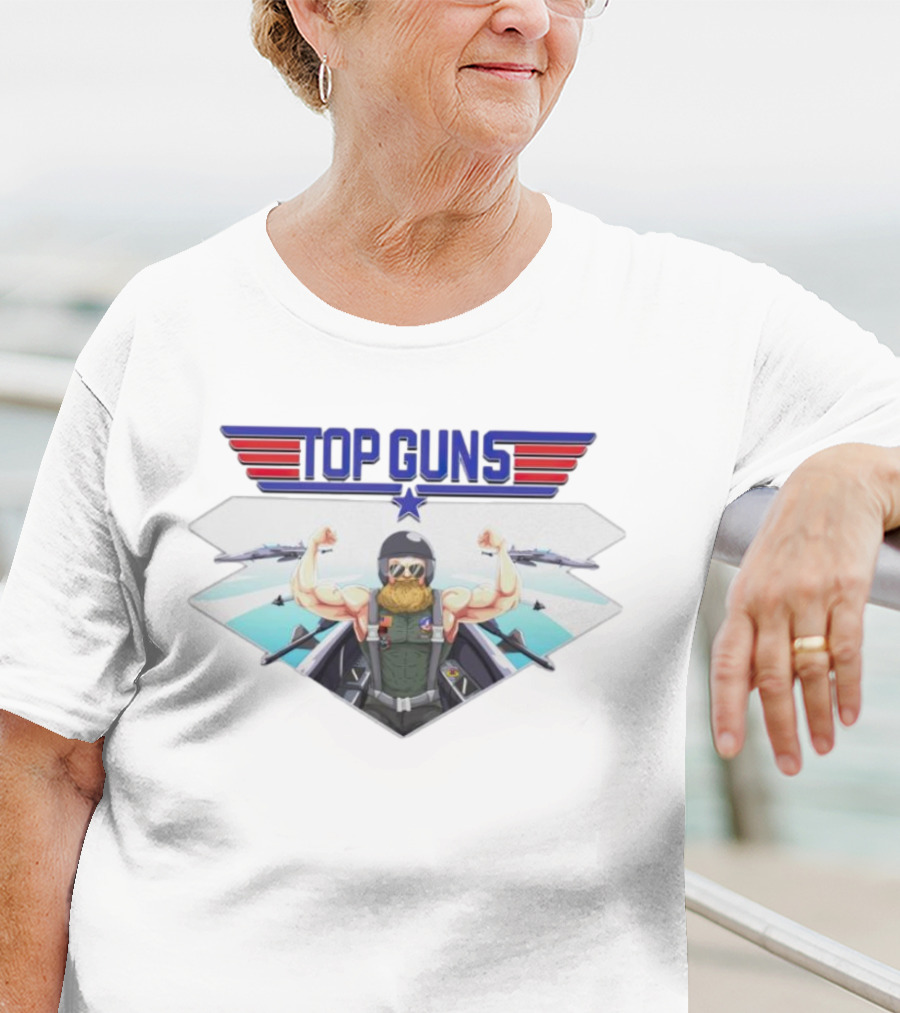 Papaswolio Top Guns Aviator Flex With Jet Background T-Shirt
