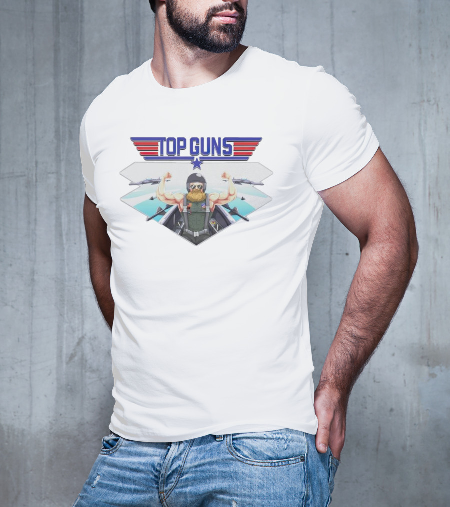 Papaswolio Top Guns Aviator Flex With Jet Background T-Shirt