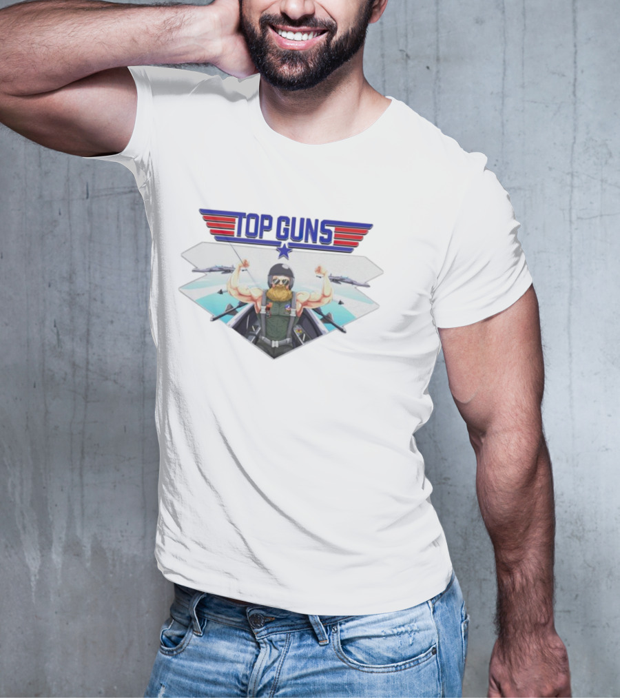Papaswolio Top Guns Aviator Flex With Jet Background T-Shirt
