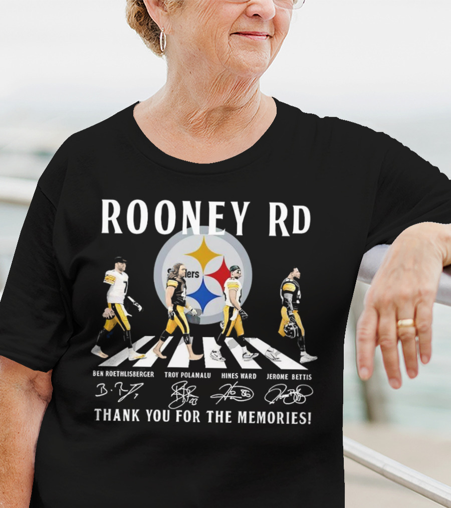Rooney Rd Pittsburgh Steelers Ben Roethlisberger Troy Polamalu Hines Ward Jerome Bettis Thank You For The Memories Signatures T-Shirt