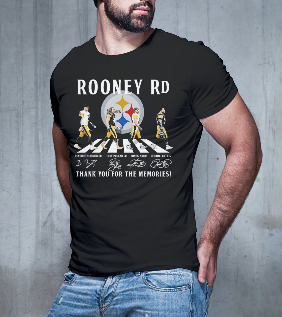 Rooney Rd Pittsburgh Steelers Ben Roethlisberger Troy Polamalu Hines Ward Jerome Bettis Thank You For The Memories Signatures T-Shirt