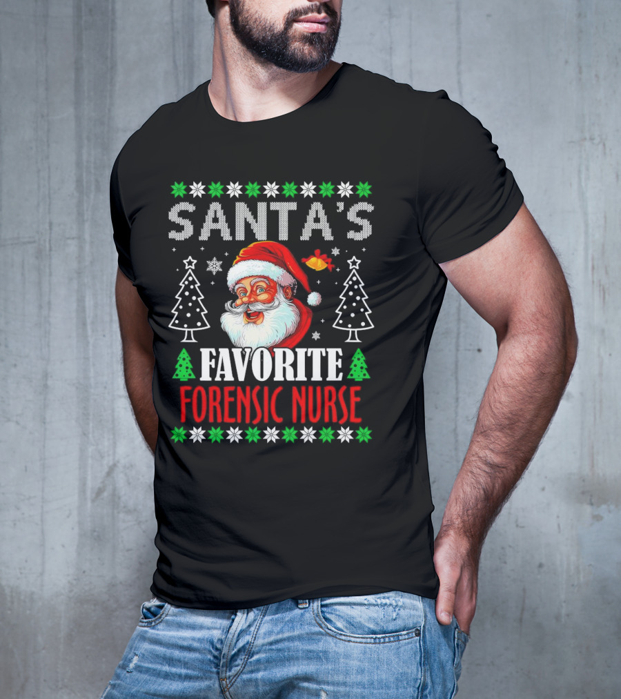 Santa's Favorite Forensic Nurse Christmas Holiday T-Shirt