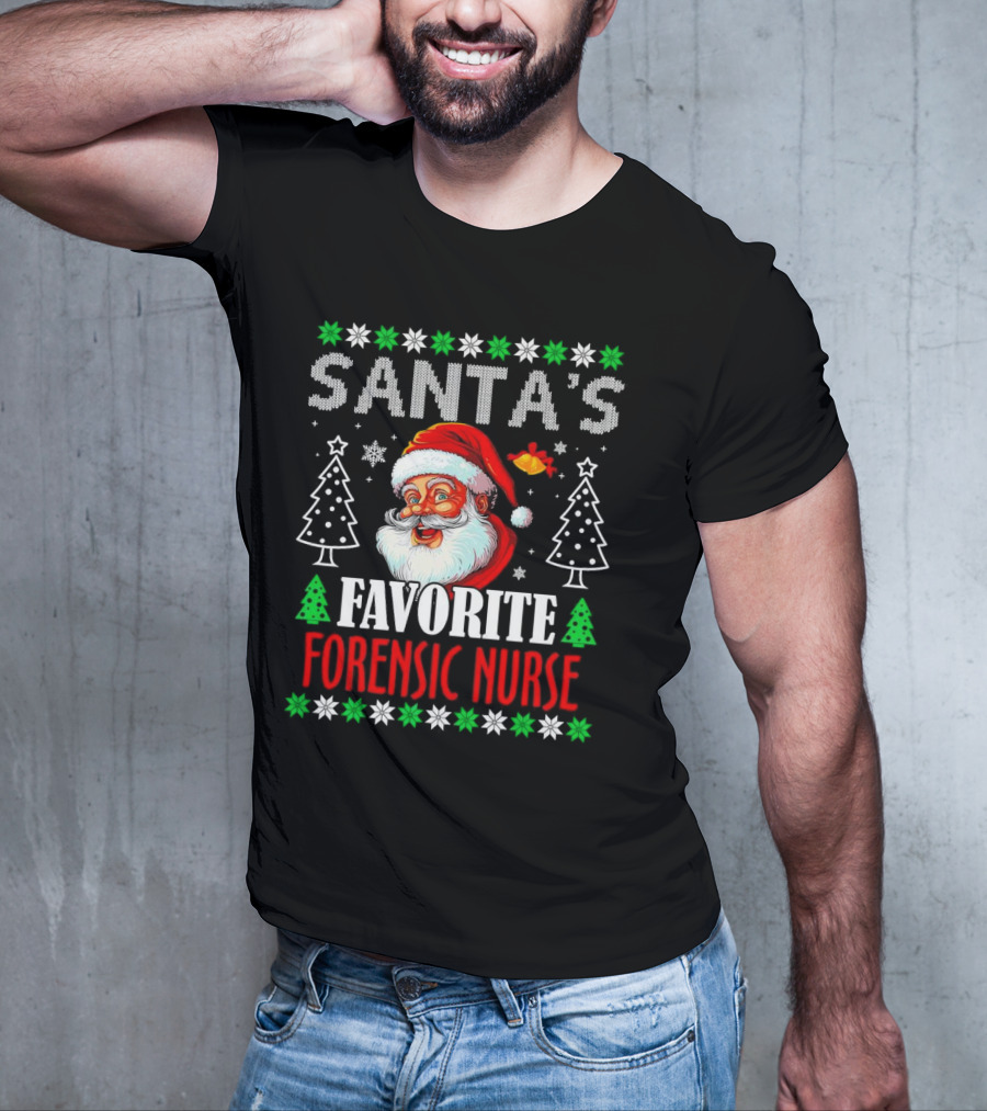Santa's Favorite Forensic Nurse Christmas Holiday T-Shirt