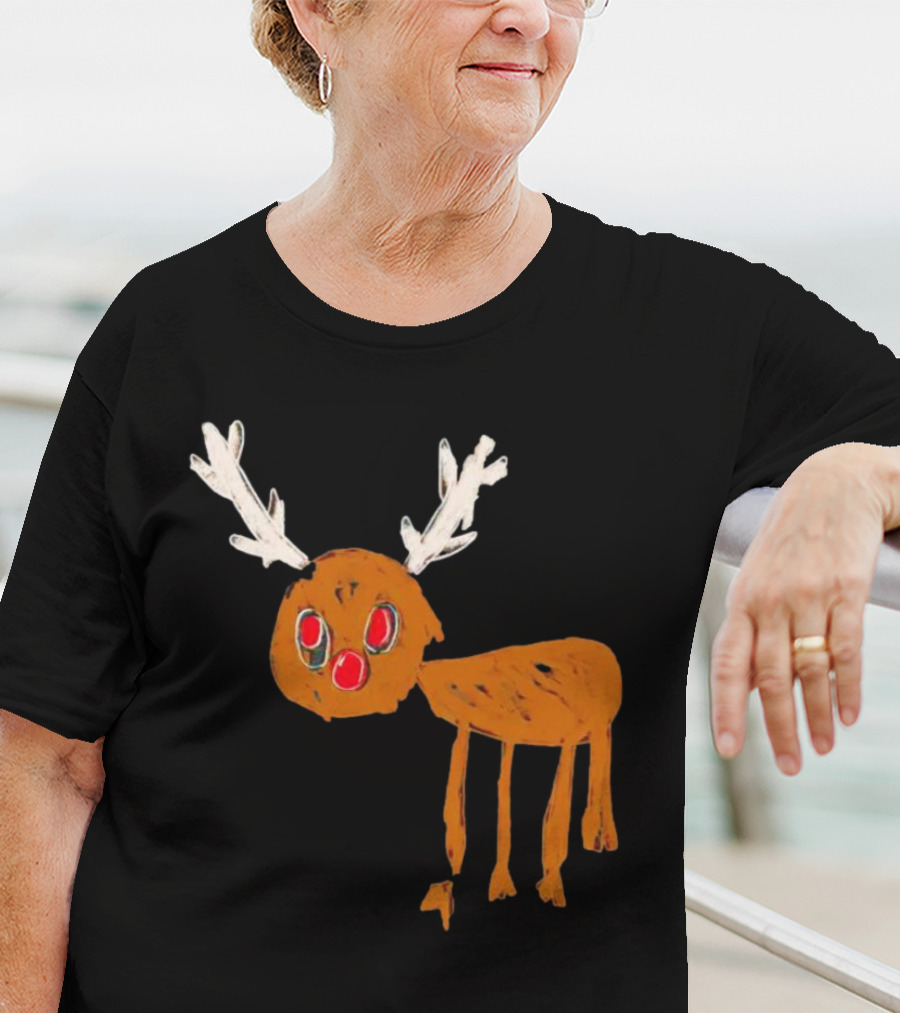 Reindeer Ugly Holiday Rudolf Drawing T-Shirt