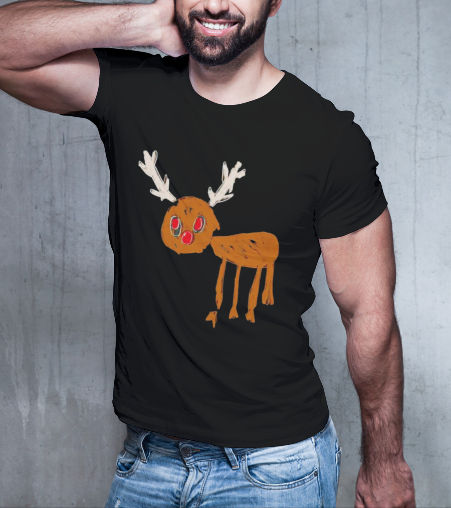Reindeer Ugly Holiday Rudolf Drawing T-Shirt