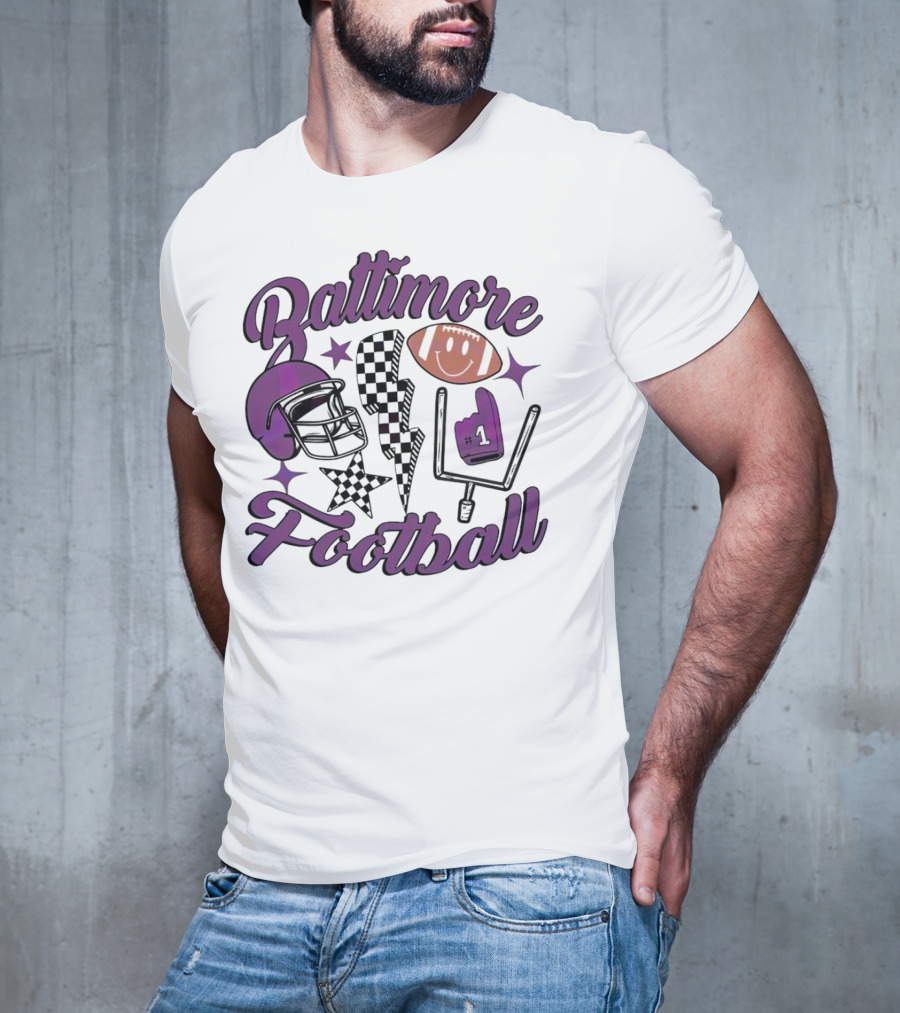 Baltimore Football NFL Team Helmet Smile Number One T-Shirt