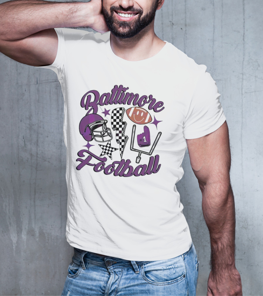Baltimore Football NFL Team Helmet Smile Number One T-Shirt