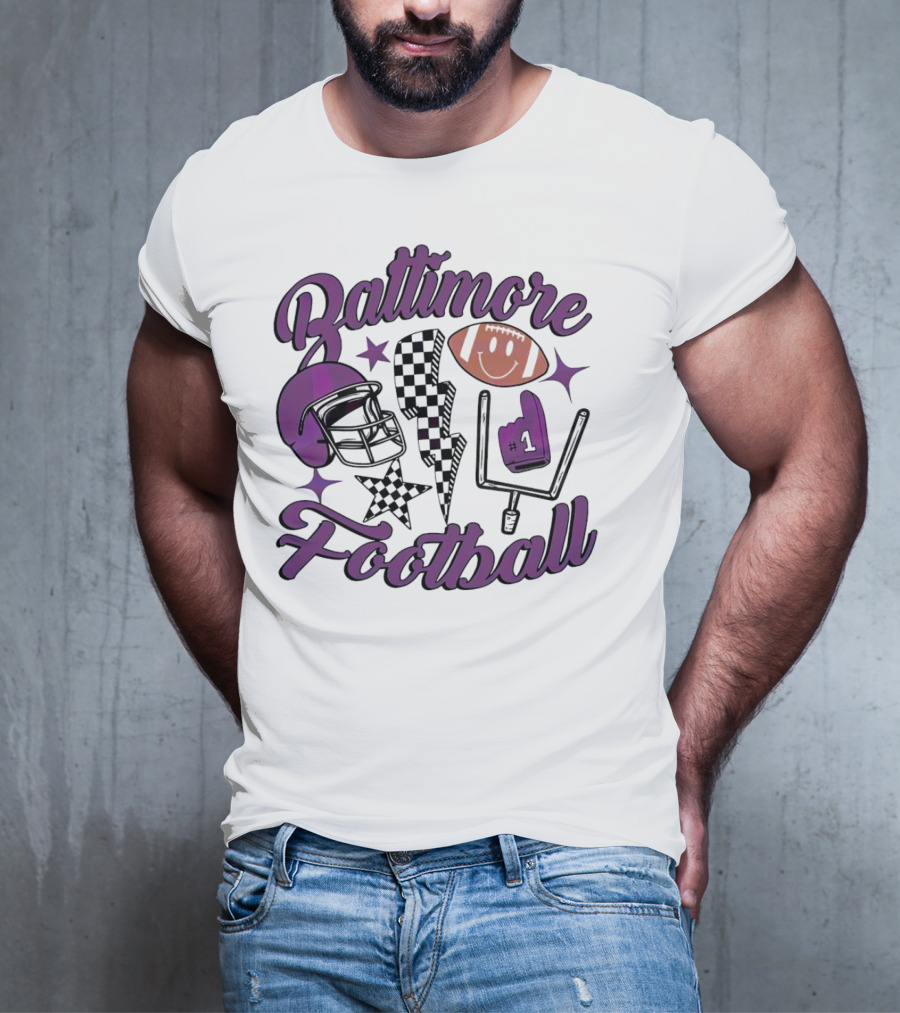 Baltimore Football NFL Team Helmet Smile Number One T-Shirt
