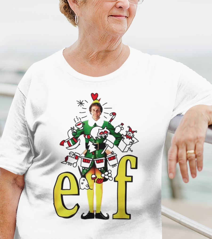 Elf Movie Inspired Christmas Sketch Design Featuring Iconic Character T-Shirt