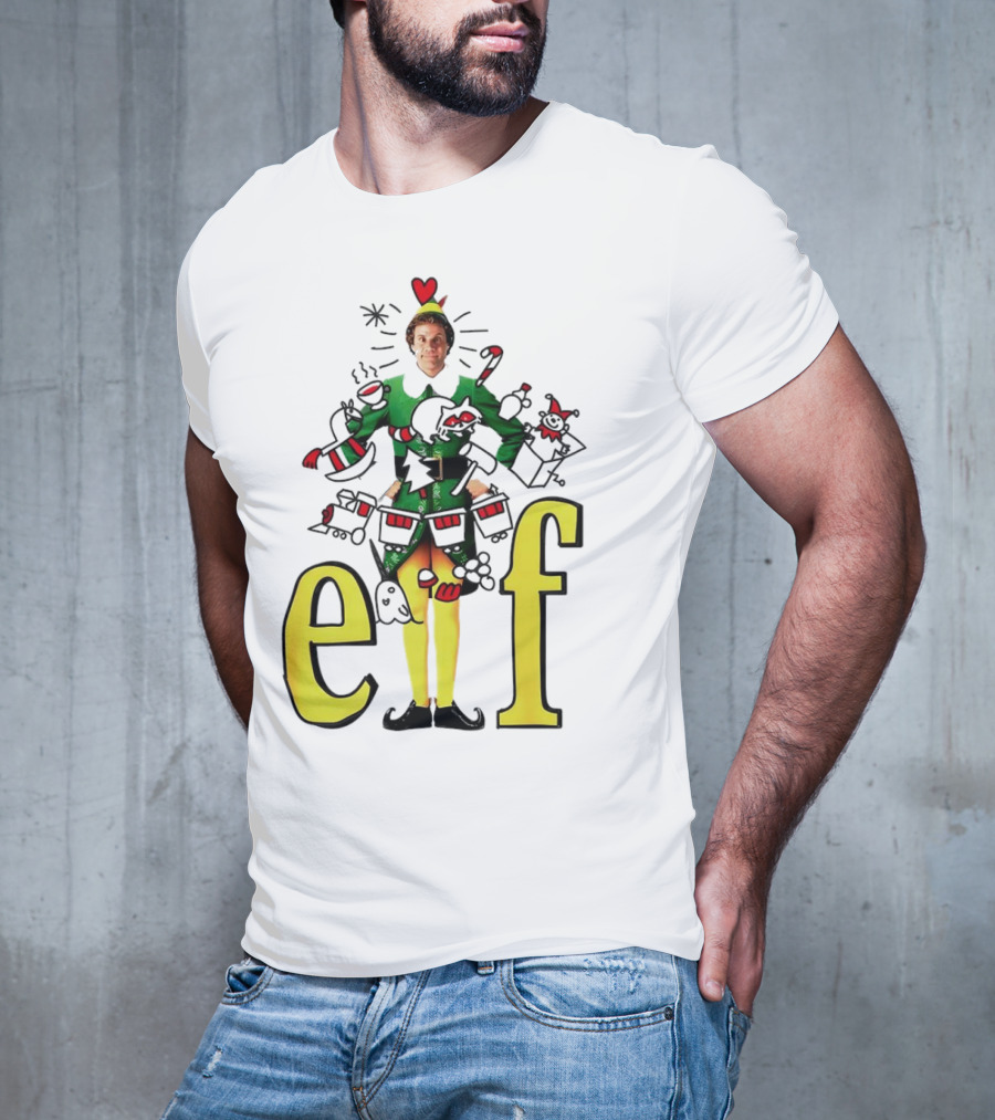 Elf Movie Inspired Christmas Sketch Design Featuring Iconic Character T-Shirt