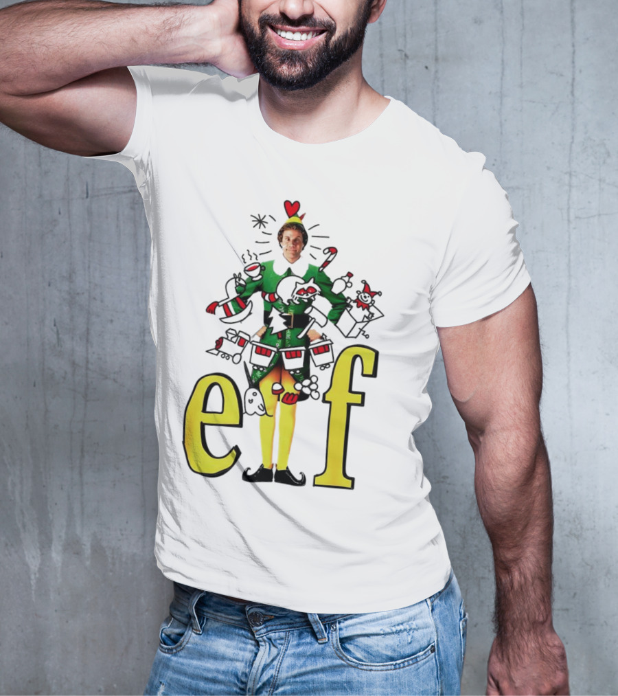 Elf Movie Inspired Christmas Sketch Design Featuring Iconic Character T-Shirt