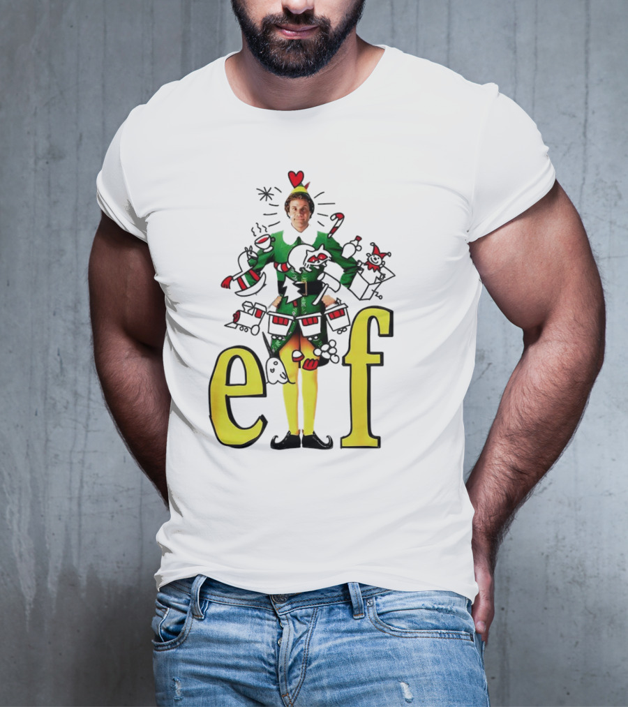 Elf Movie Inspired Christmas Sketch Design Featuring Iconic Character T-Shirt