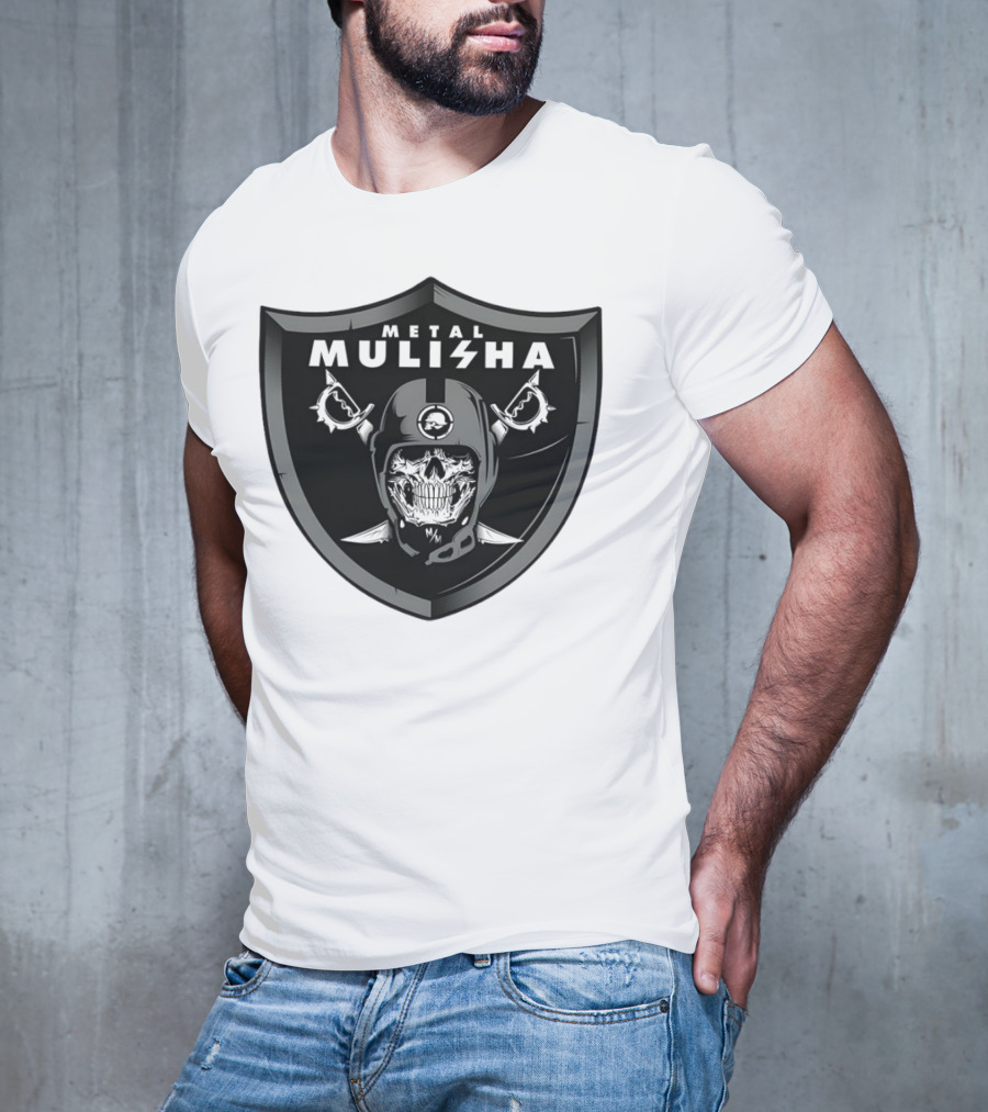 Las Vegas Raiders Skull Metal Mulisha Shield Halloween Helmets Swords T-Shirt