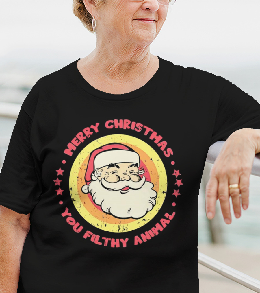 Merry Christmas You Filthy Animal Santa T-Shirt