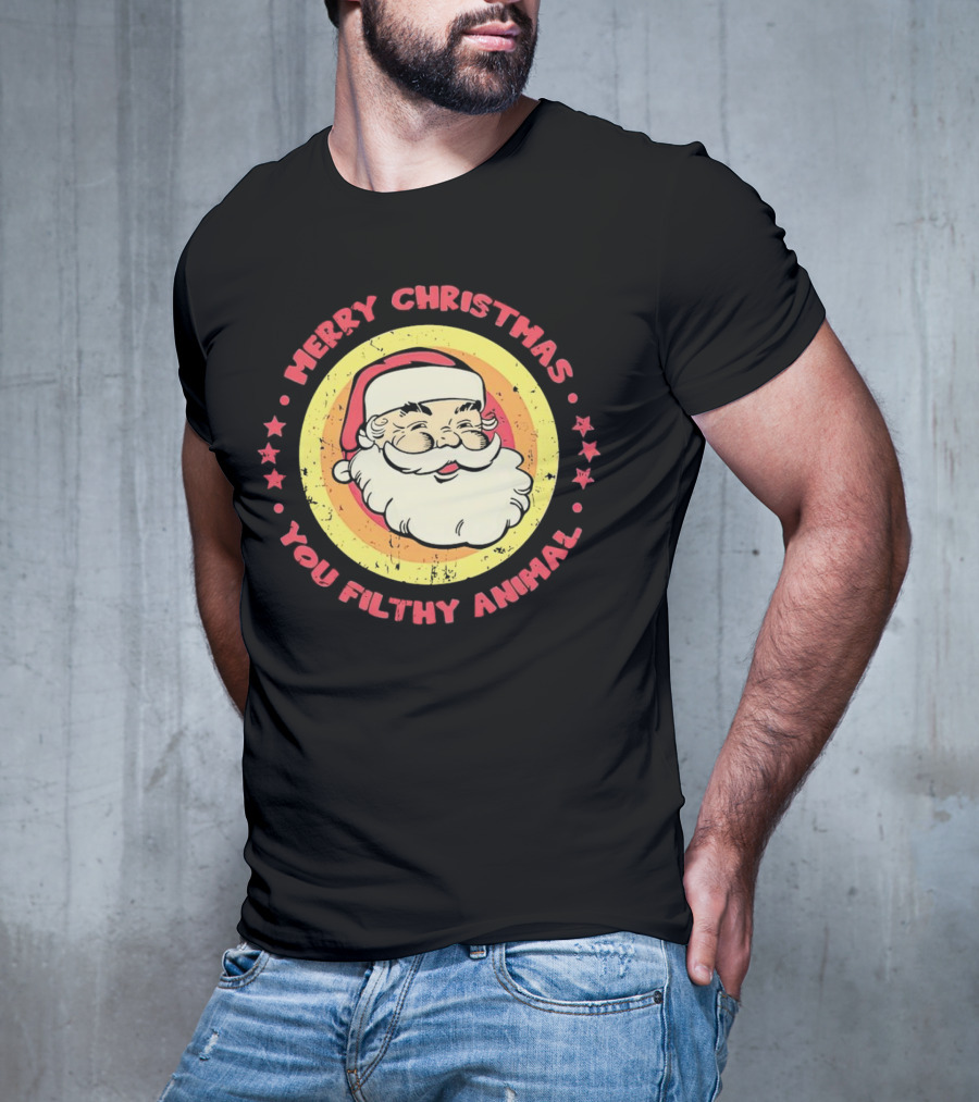 Merry Christmas You Filthy Animal Santa T-Shirt