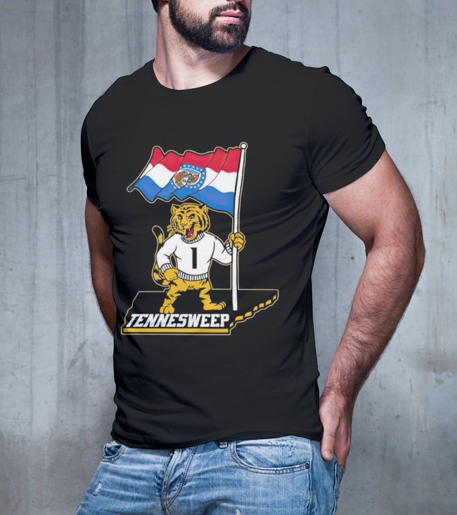 Missouri Tigers Mascot Holding Flag Tennesweep T-Shirt