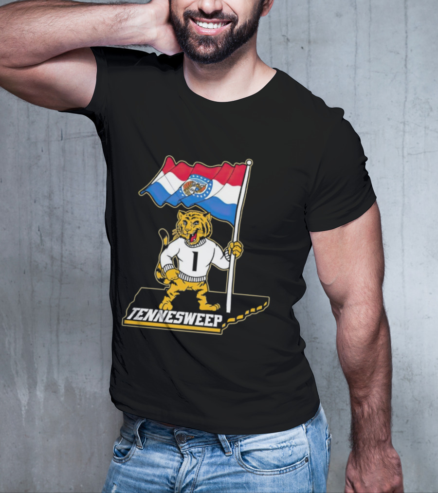 Missouri Tigers Mascot Holding Flag Tennesweep T-Shirt