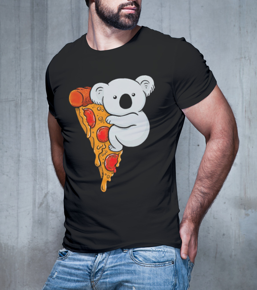 Koala Hugging Pizza Slice Cartoon T-Shirt
