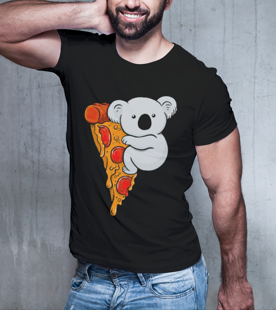 Koala Hugging Pizza Slice Cartoon T-Shirt