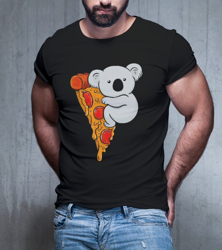 Koala Hugging Pizza Slice Cartoon T-Shirt