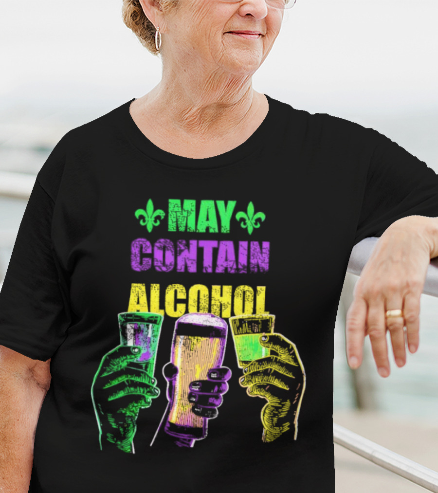May Contain Alcohol Fleur-de-Lis Colorful Drink Glasses T-Shirt