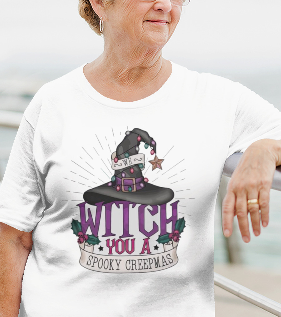 We Witch You A Spooky Creepmas Christmas Magic Hat Holiday T-Shirt