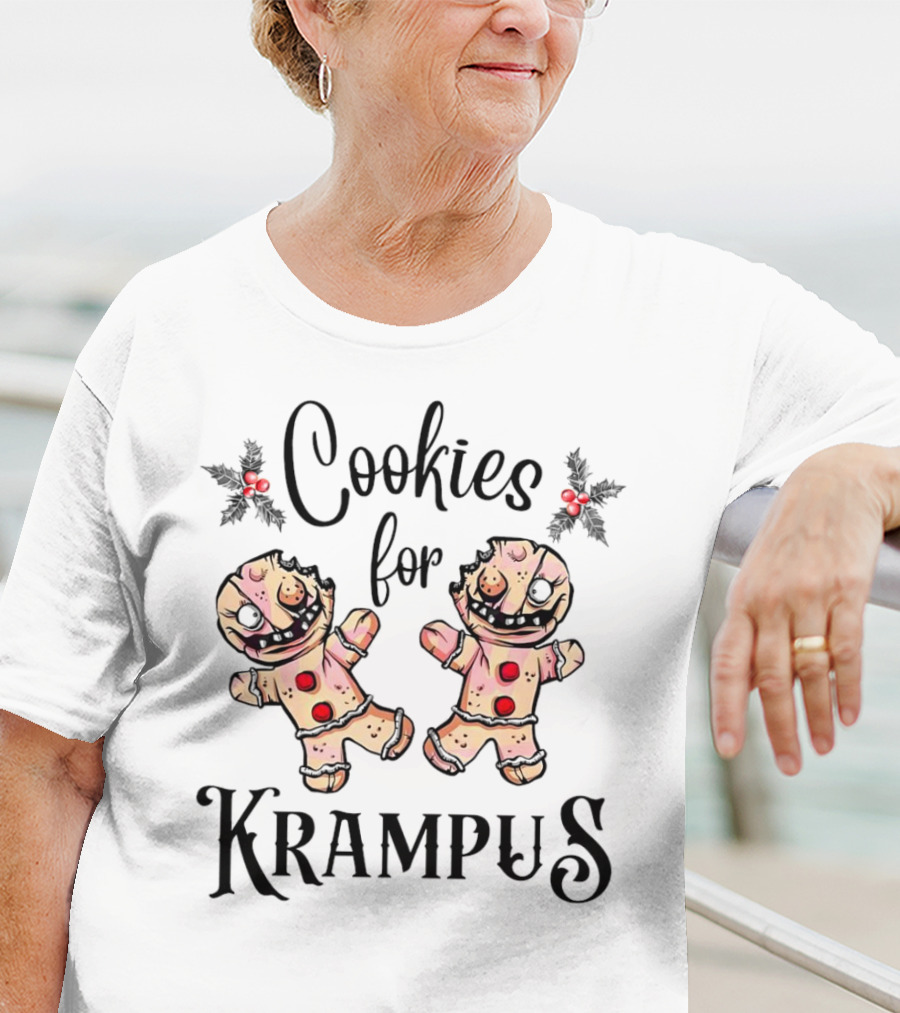 Cookies For Krampus Creepy Gingerbread Man Holly Berries T-Shirt