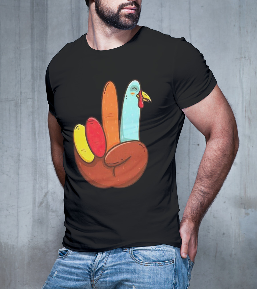 Peace For Turkeys Hand Gesture Turkey Pardon Humor T-Shirt