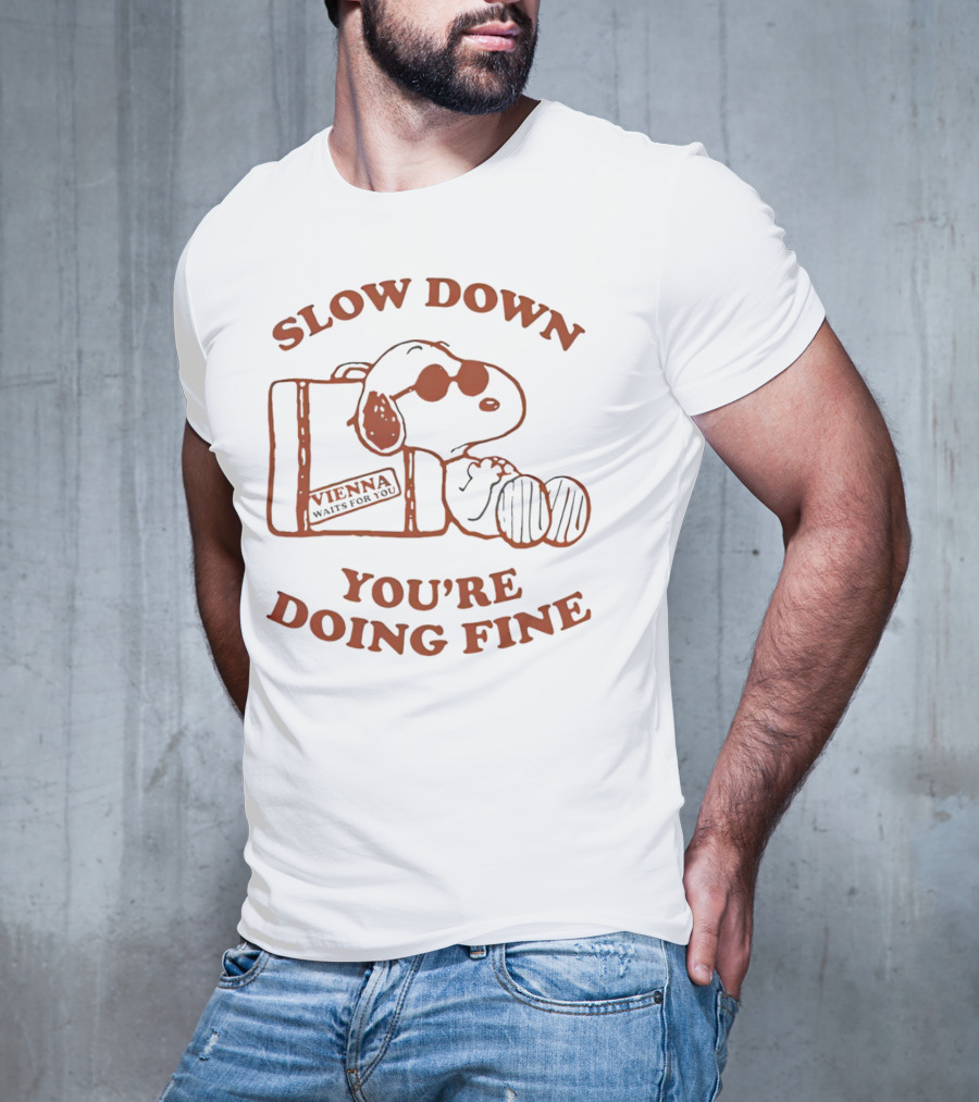 Snoopy Slow Down You’re Doing Fine Vienna Waffle Box T-Shirt