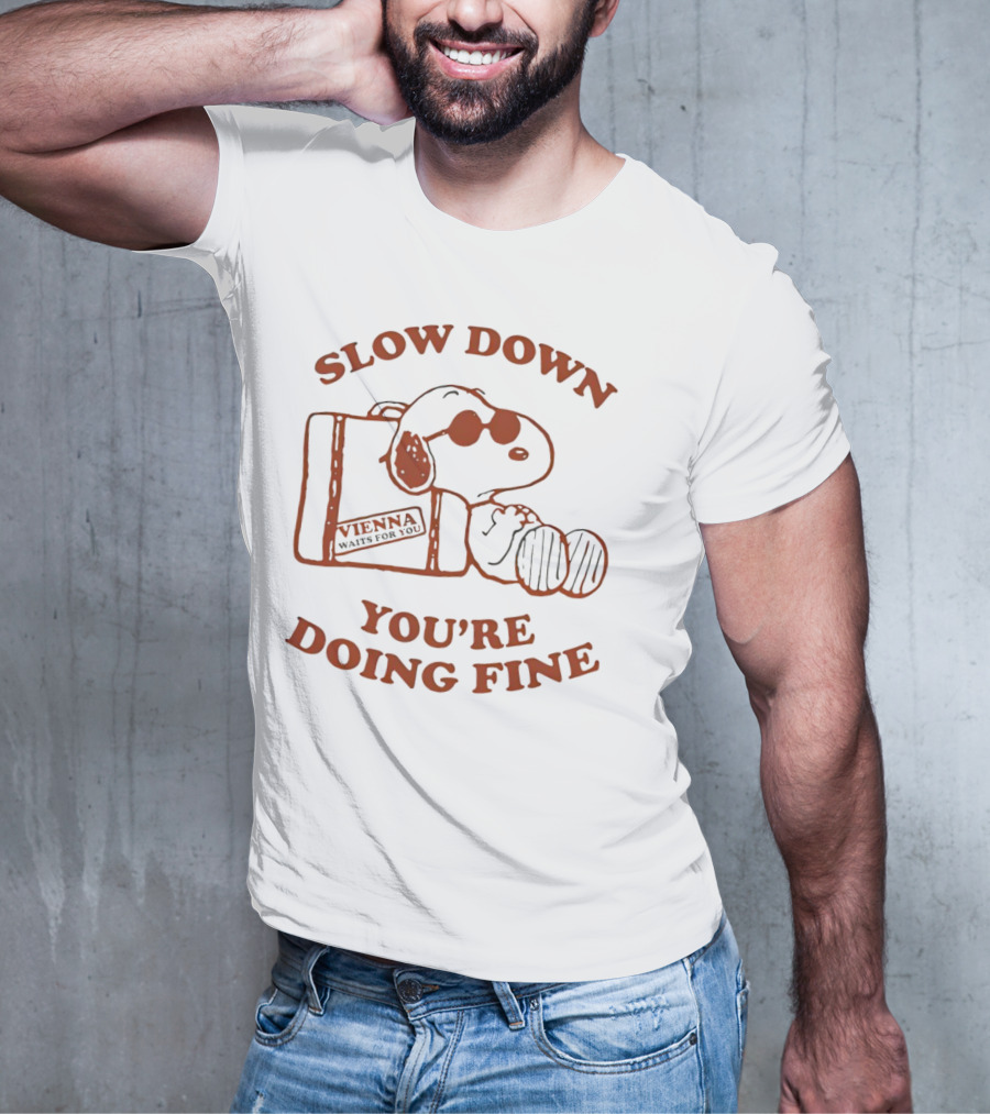 Snoopy Slow Down You’re Doing Fine Vienna Waffle Box T-Shirt